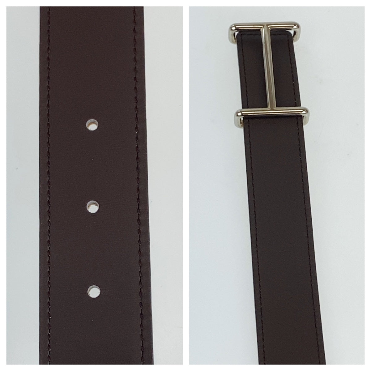 C-012
HERMES エルメス イデム ブラウン 茶色 レザー ベルト バッグル R刻印  メンズ