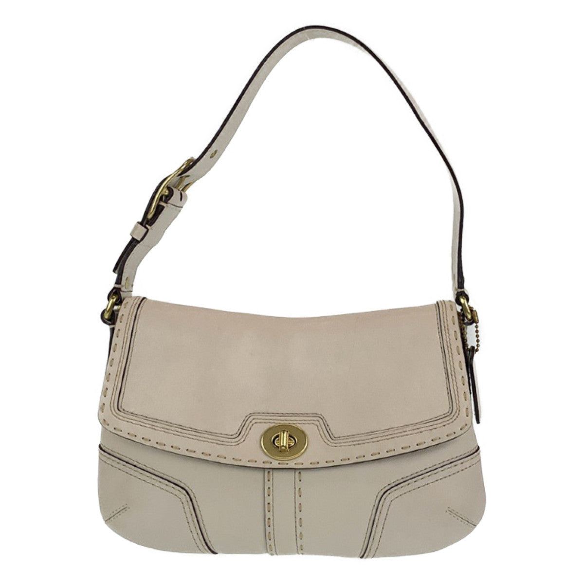 COACH コーチ ベージュ 薄茶色 アイボリー ゴールド金具 レザー ハンドバッグ ワンショルダーバッグ  レディース