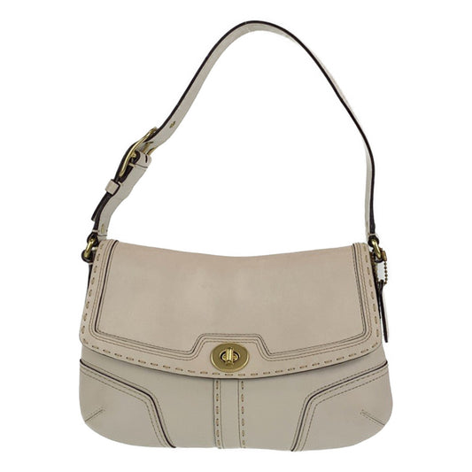 COACH コーチ ベージュ 薄茶色 アイボリー ゴールド金具 レザー ハンドバッグ ワンショルダーバッグ  レディース