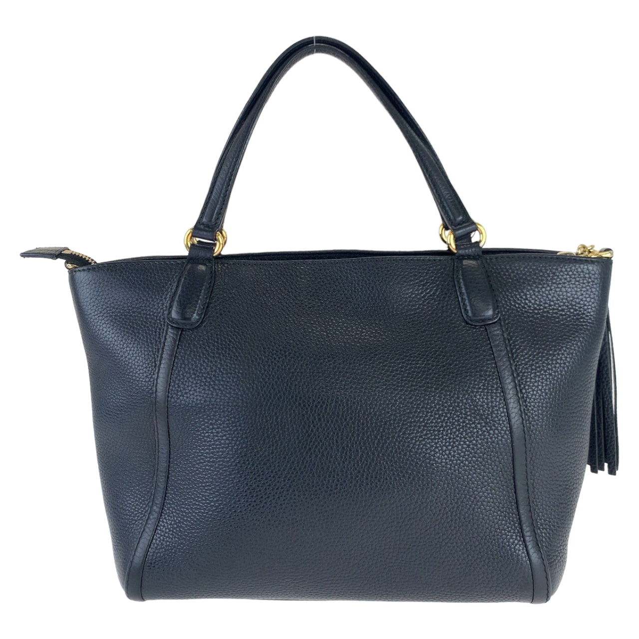 H-0113
GUCCI グッチ ソーホー インターロッキング フリンジ ブラック 黒 ゴールド金具 レザー 369176 ハンドバッグ トートバッグ  レディース