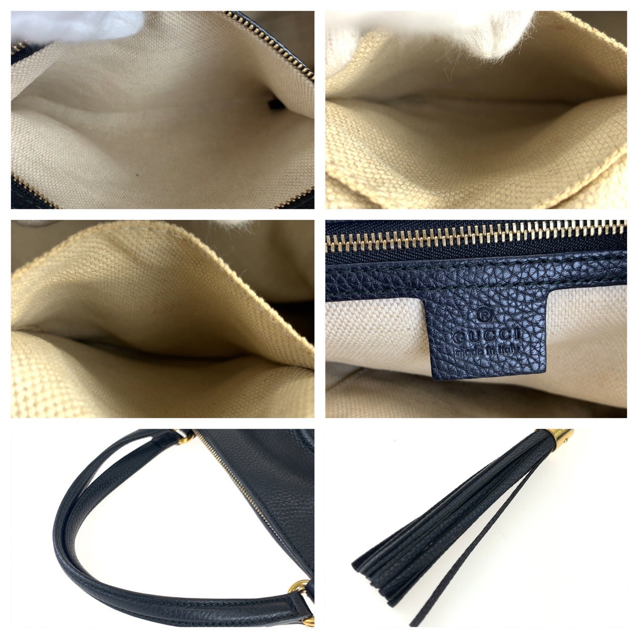 H-0113
GUCCI グッチ ソーホー インターロッキング フリンジ ブラック 黒 ゴールド金具 レザー 369176 ハンドバッグ トートバッグ  レディース