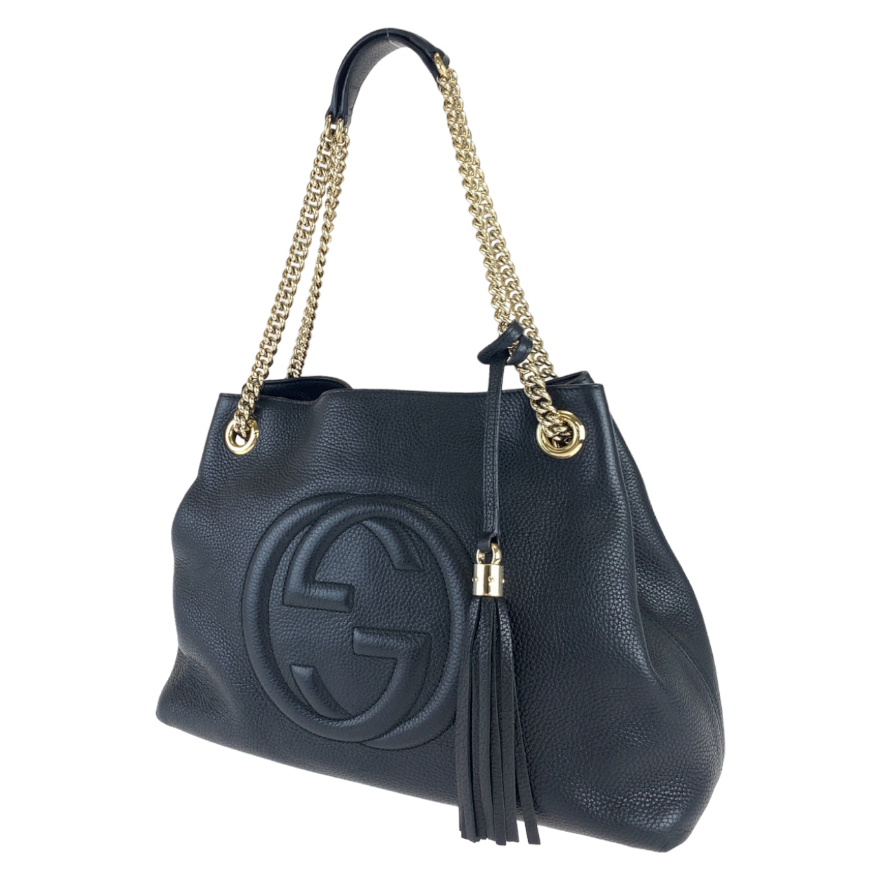 H-0115
GUCCI グッチ ソーホー インターロッキングG フリンジ ブラック 黒 ゴールド金具 レザー 308982 チェーンショルダーバッグ 肩掛け  レディース