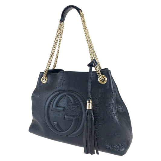H-0115
GUCCI グッチ ソーホー インターロッキングG フリンジ ブラック 黒 ゴールド金具 レザー 308982 チェーンショルダーバッグ 肩掛け  レディース