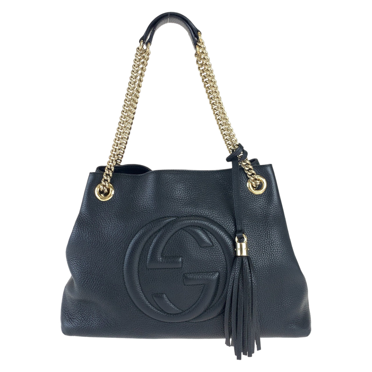 H-0115
GUCCI グッチ ソーホー インターロッキングG フリンジ ブラック 黒 ゴールド金具 レザー 308982 チェーンショルダーバッグ 肩掛け  レディース