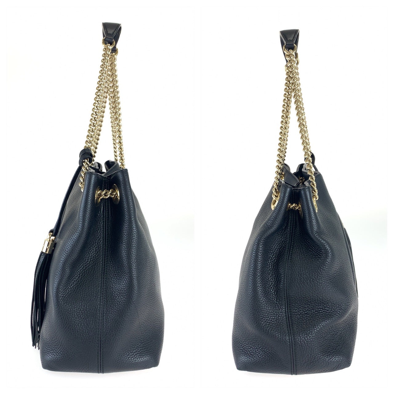 H-0115
GUCCI グッチ ソーホー インターロッキングG フリンジ ブラック 黒 ゴールド金具 レザー 308982 チェーンショルダーバッグ 肩掛け  レディース