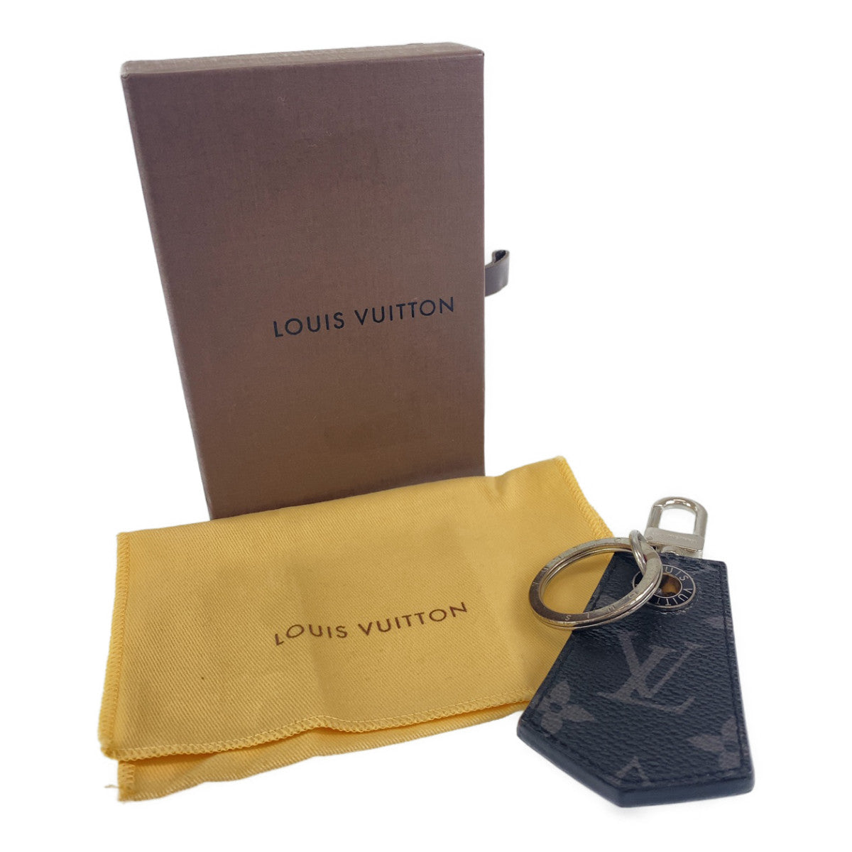 B-147
LOUIS VUITTON ルイヴィトン モノグラム エクリプス キーホルダー アンシャッぺ ブラック 黒 グレー レザー / PVC MP1795 キーホルダー キーリング キーチャーム  メンズ