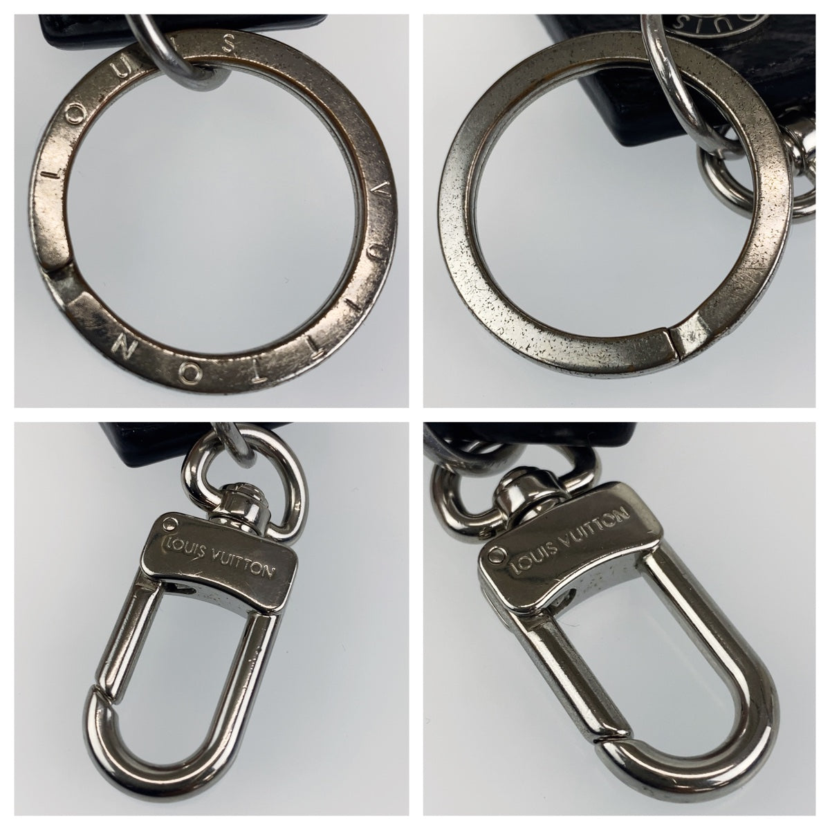 B-147
LOUIS VUITTON ルイヴィトン モノグラム エクリプス キーホルダー アンシャッぺ ブラック 黒 グレー レザー / PVC MP1795 キーホルダー キーリング キーチャーム  メンズ