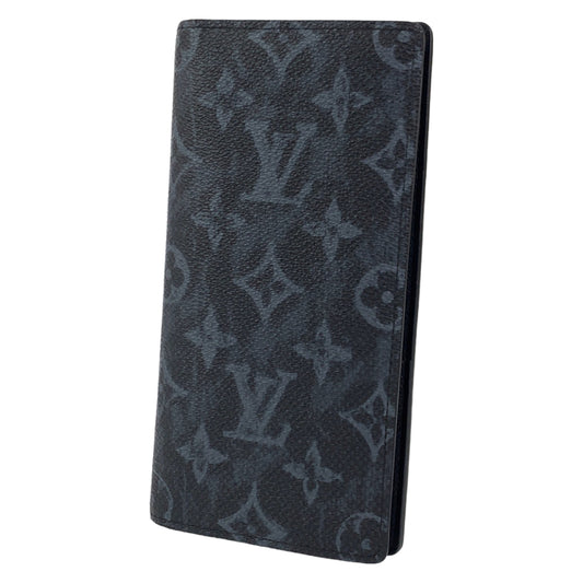 C-015
 LOUIS VUITTON Louis Vuitton Monogram Pastel Portefeuille Plaza Black Grey Silver Hardware Monogram Canvas M80019 Long Wallet Billfold Men's