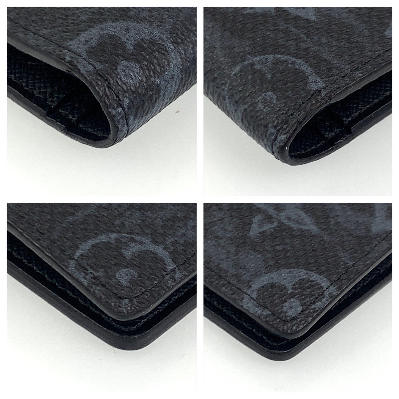 C-015
 LOUIS VUITTON Louis Vuitton Monogram Pastel Portefeuille Plaza Black Grey Silver Hardware Monogram Canvas M80019 Long Wallet Billfold Men's