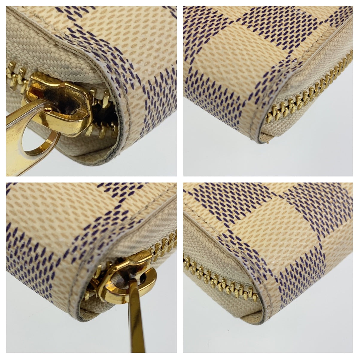 H-0125
LOUIS VUITTON ルイヴィトン ダミエ アズール ジッピーウォレット ホワイト 白 グレー PVC N60019 ラウンドファスナー 長財布  レディース