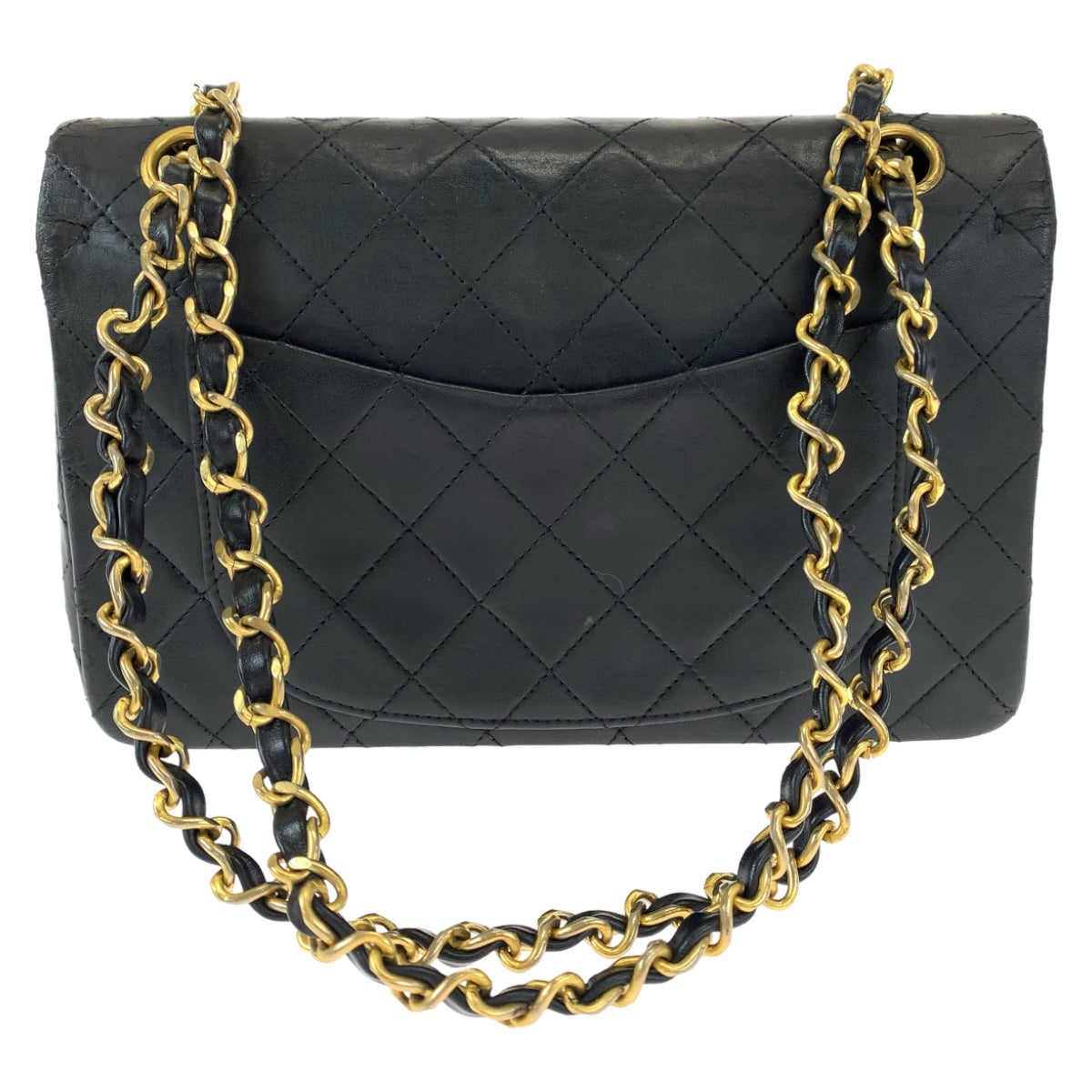 CHANEL シャネル ヴィンテージ マトラッセ23 ダブルフラップ タイムレス ココマーク ターンロック ブラック 黒 ゴールド金具 ラムスキン Wチェーンショルダーバッグ 肩掛け  レディース