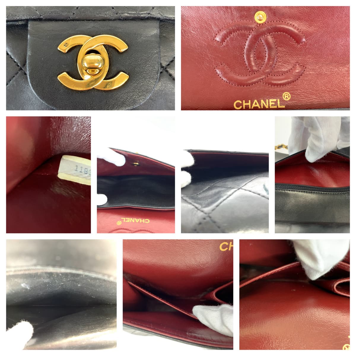 CHANEL シャネル ヴィンテージ マトラッセ23 ダブルフラップ タイムレス ココマーク ターンロック ブラック 黒 ゴールド金具 ラムスキン Wチェーンショルダーバッグ 肩掛け  レディース