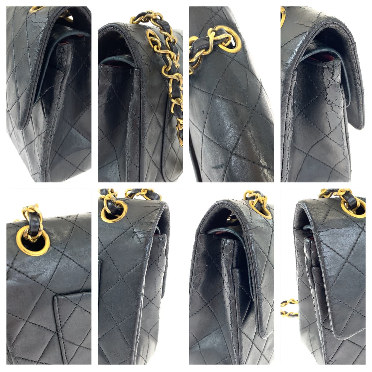 CHANEL シャネル ヴィンテージ マトラッセ23 ダブルフラップ タイムレス ココマーク ターンロック ブラック 黒 ゴールド金具 ラムスキン Wチェーンショルダーバッグ 肩掛け  レディース