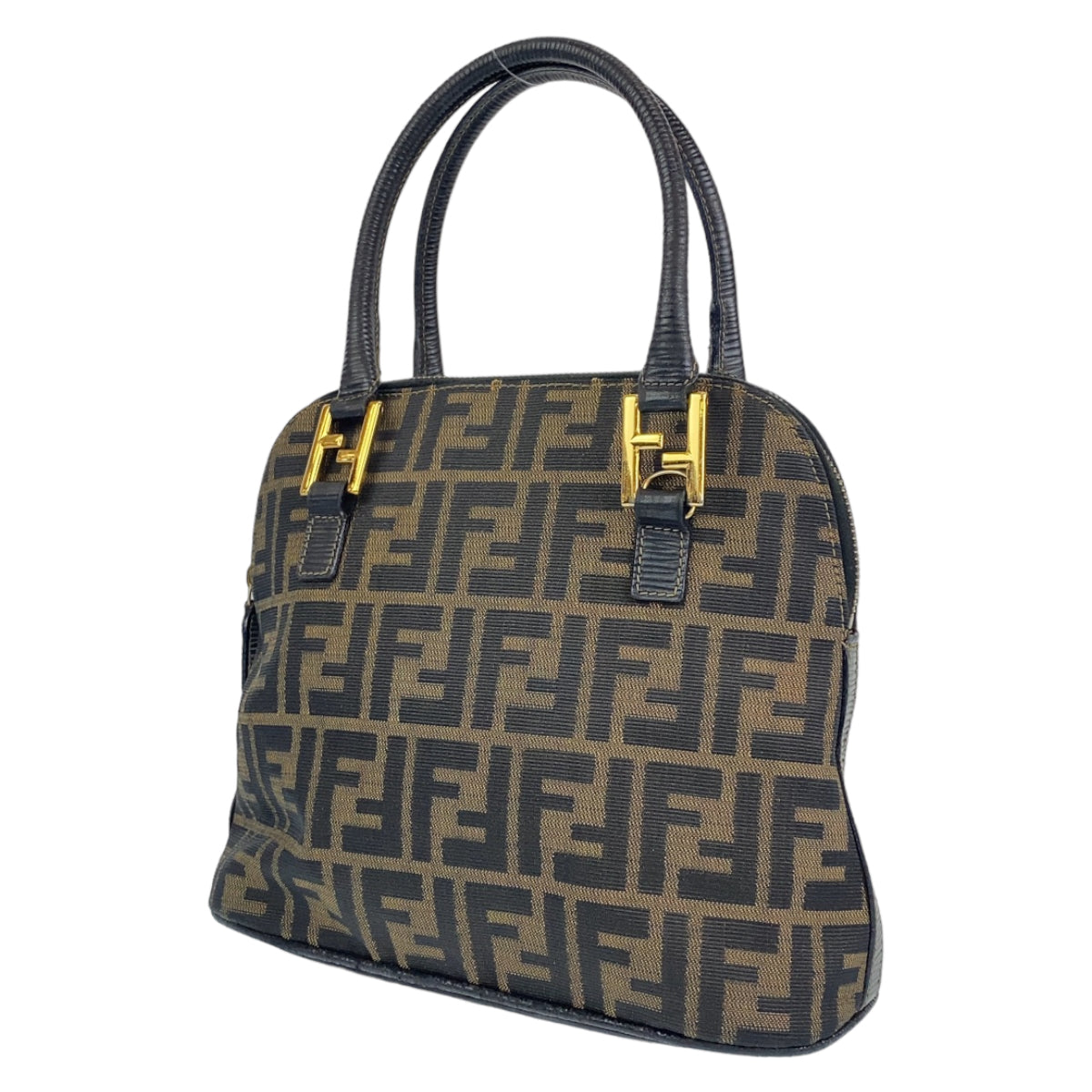 B-127
FENDI フェンディ ズッカ ブラウン 茶 ゴールド金具 キャンバス ハンドバッグ  レディース