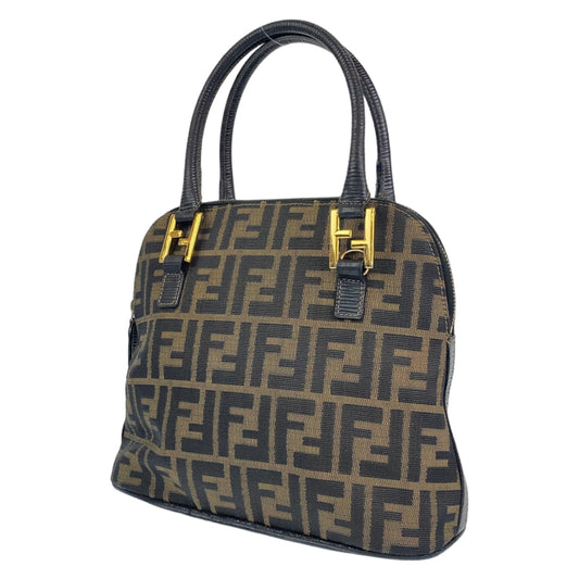 B-127
FENDI フェンディ ズッカ ブラウン 茶 ゴールド金具 キャンバス ハンドバッグ  レディース
