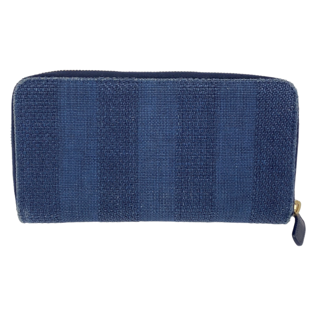 C-018
 CHANEL Deauville Navy Blue Gold Hardware Canvas Long Wallet Round Zipper Women's