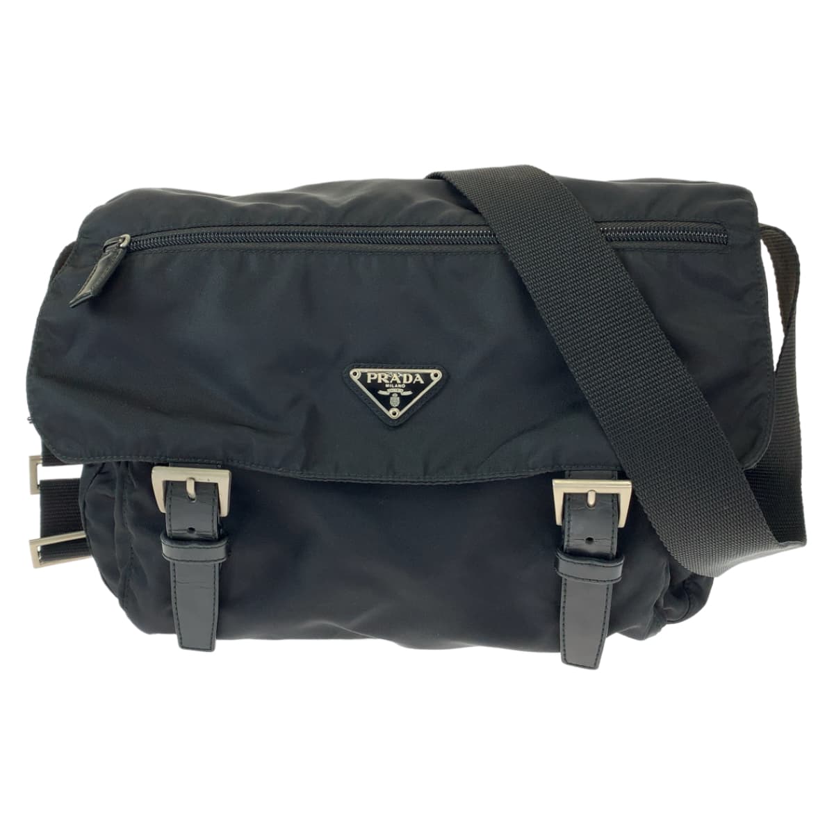PRADA Tessuto black nylon shoulder bag for women