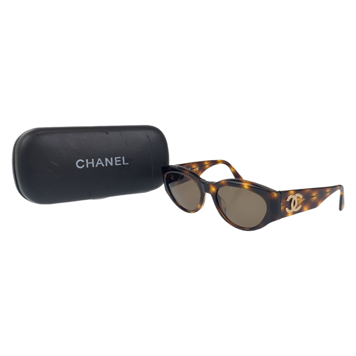 B-149
CHANEL シャネル ココマーク ブラウン 茶 べっ甲柄 プラスチック サングラス メガネ 度なし ウェリントン  レディース