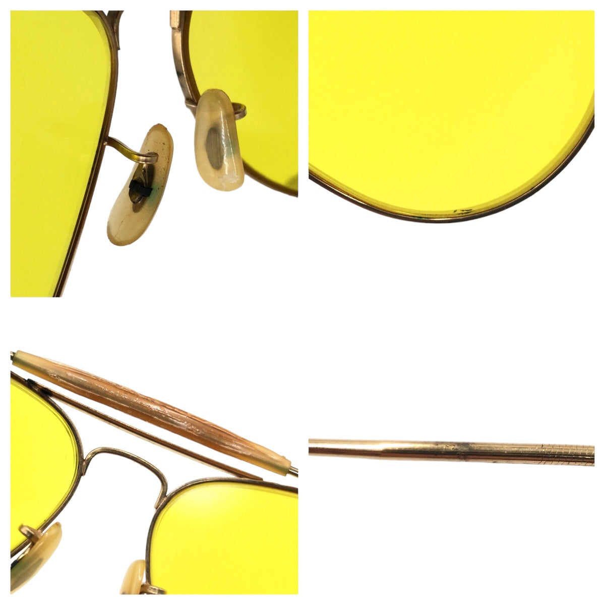 Ray-Ban Vintage B&amp;L RAY-BAN USA Outdoorsman Yellow Gold Metal Sunglasses Teardrop Men's