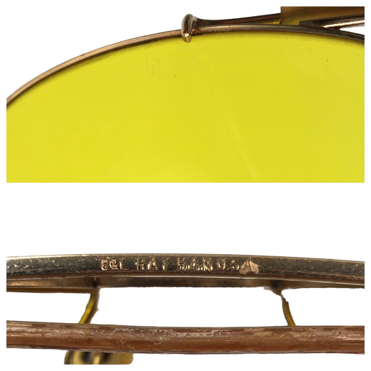 Ray-Ban Vintage B&amp;L RAY-BAN USA Outdoorsman Yellow Gold Metal Sunglasses Teardrop Men's