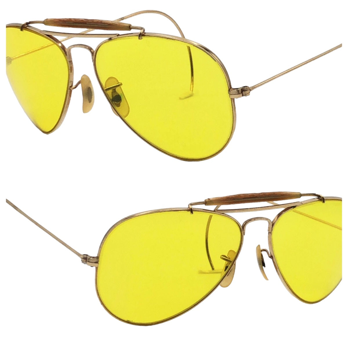 Ray-Ban Vintage B&amp;L RAY-BAN USA Outdoorsman Yellow Gold Metal Sunglasses Teardrop Men's