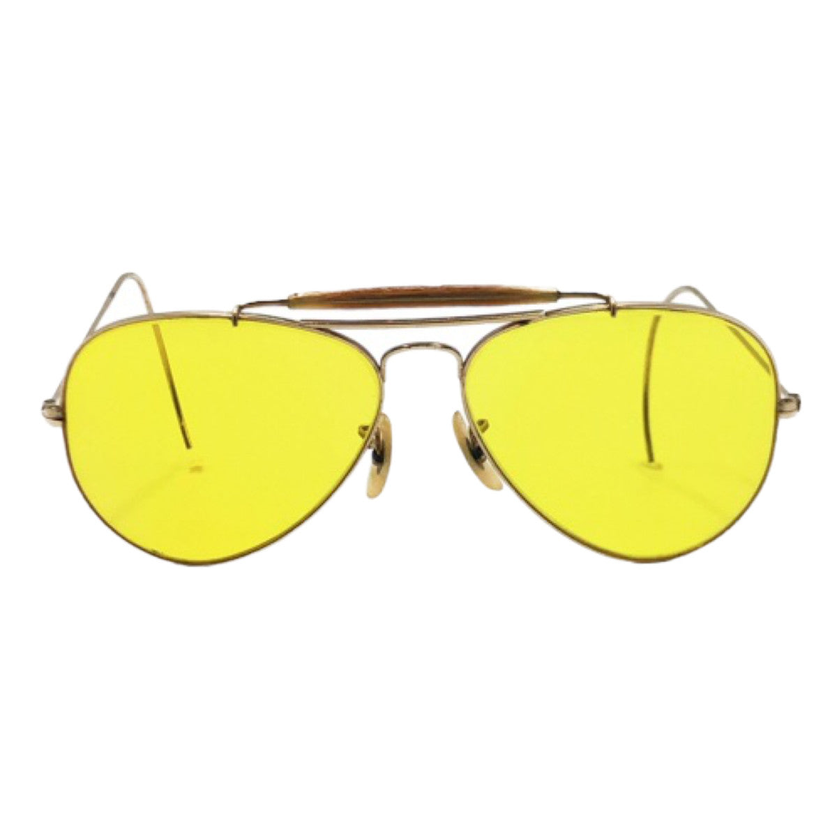 Ray-Ban Vintage B&amp;L RAY-BAN USA Outdoorsman Yellow Gold Metal Sunglasses Teardrop Men's