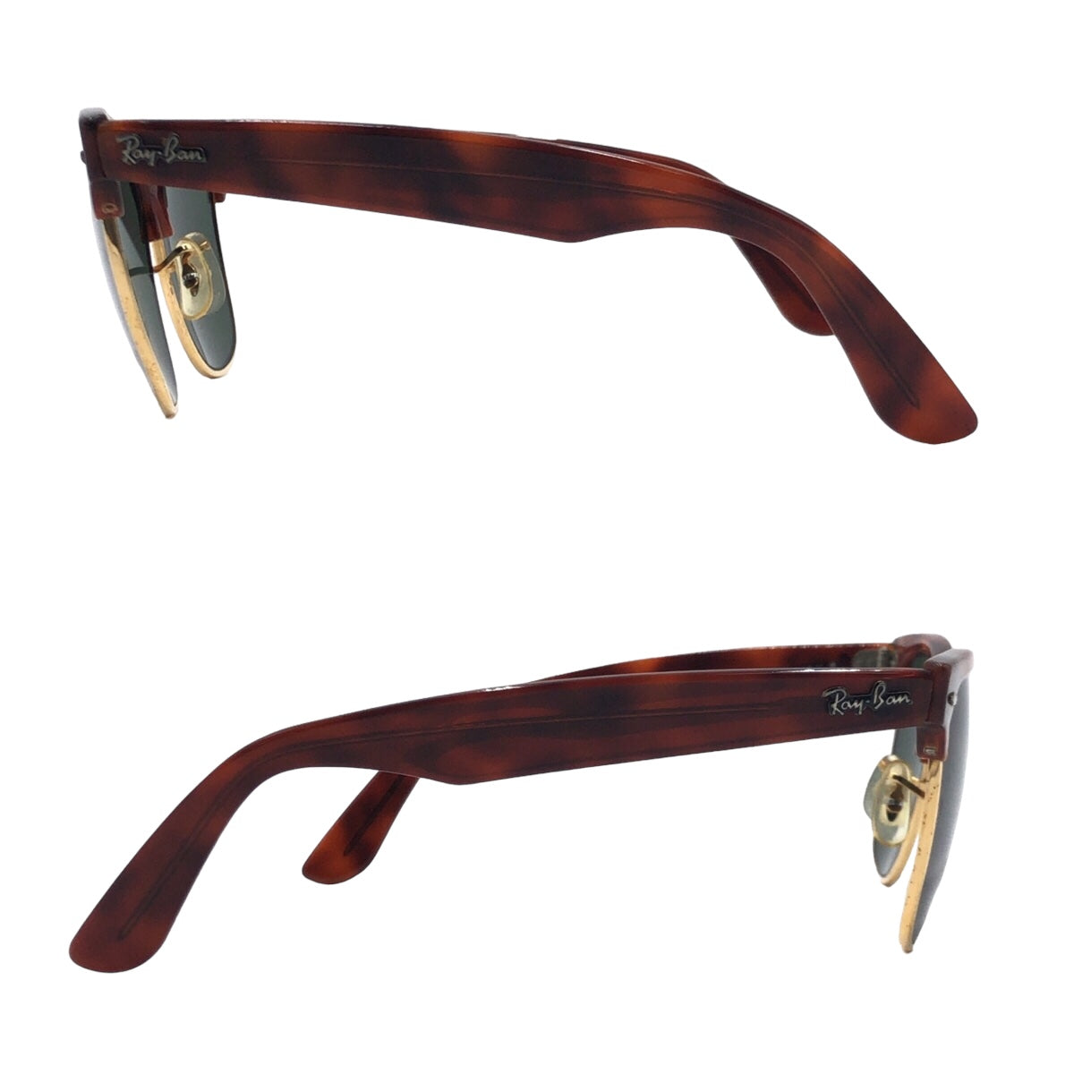 Ray-Ban B&amp;L RAY-BAN USA Wayfarer Max Brown Gold Plastic Sunglasses Wellington Men's