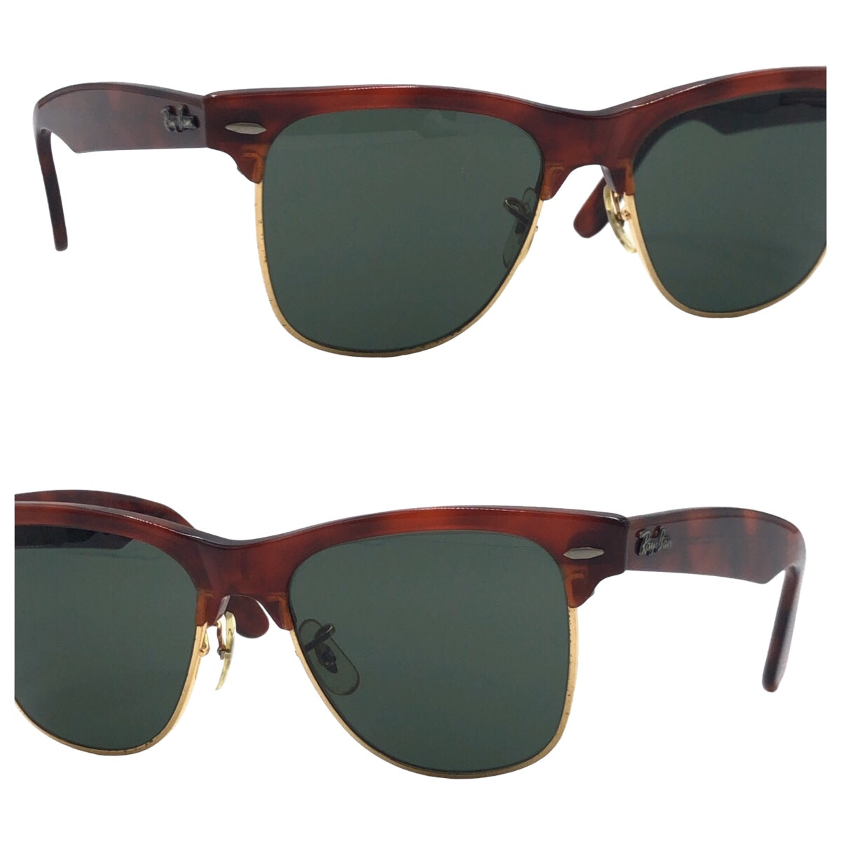 Ray-Ban B&amp;L RAY-BAN USA Wayfarer Max Brown Gold Plastic Sunglasses Wellington Men's