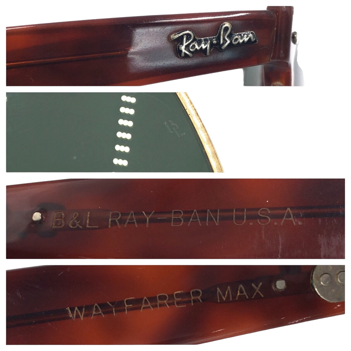 Ray-Ban B&amp;L RAY-BAN USA Wayfarer Max Brown Gold Plastic Sunglasses Wellington Men's