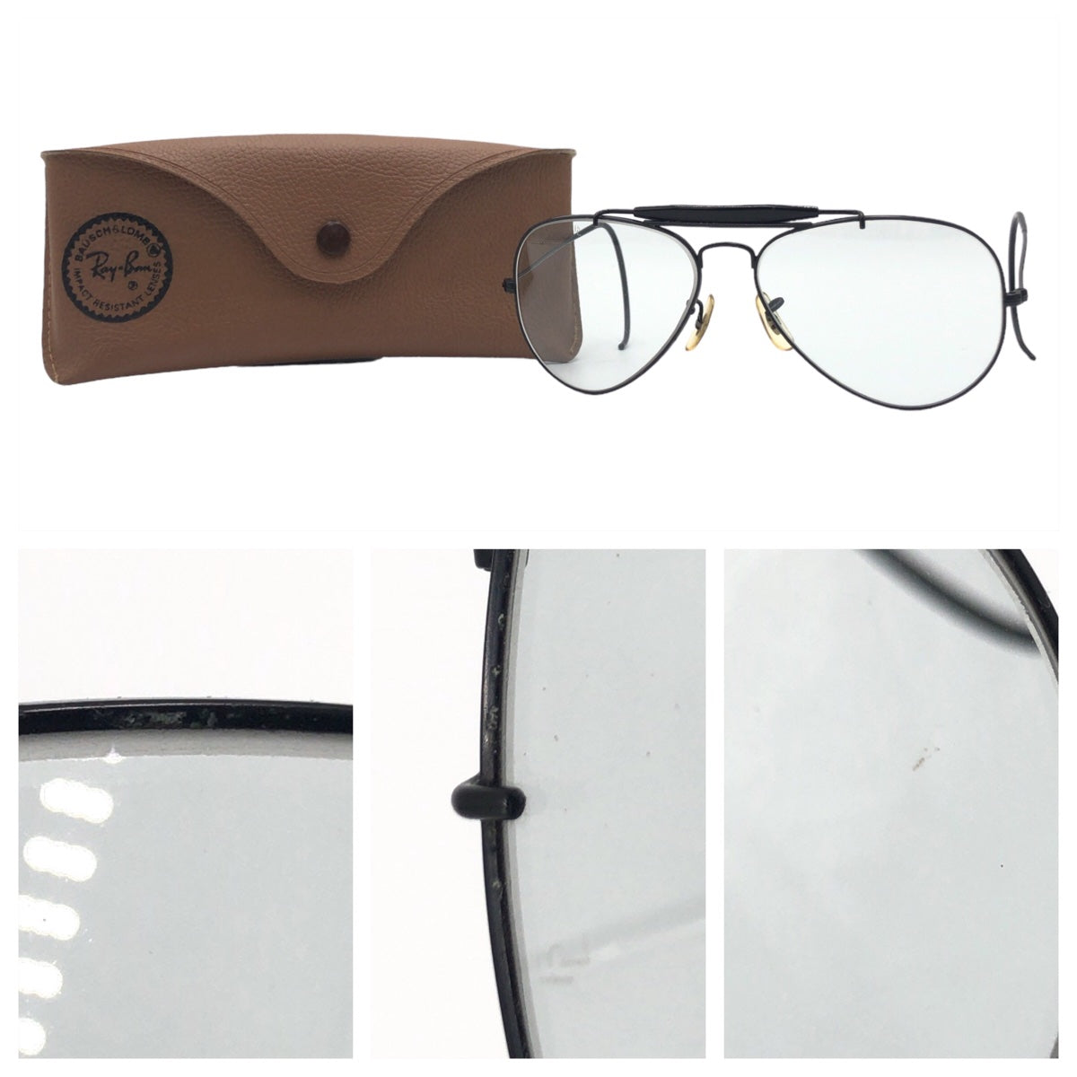 Ray-Ban B&amp;L RAY-BAN USA Aviator Black Metal B&amp;L 58◻︎14 USA Sunglasses Teardrop Men's