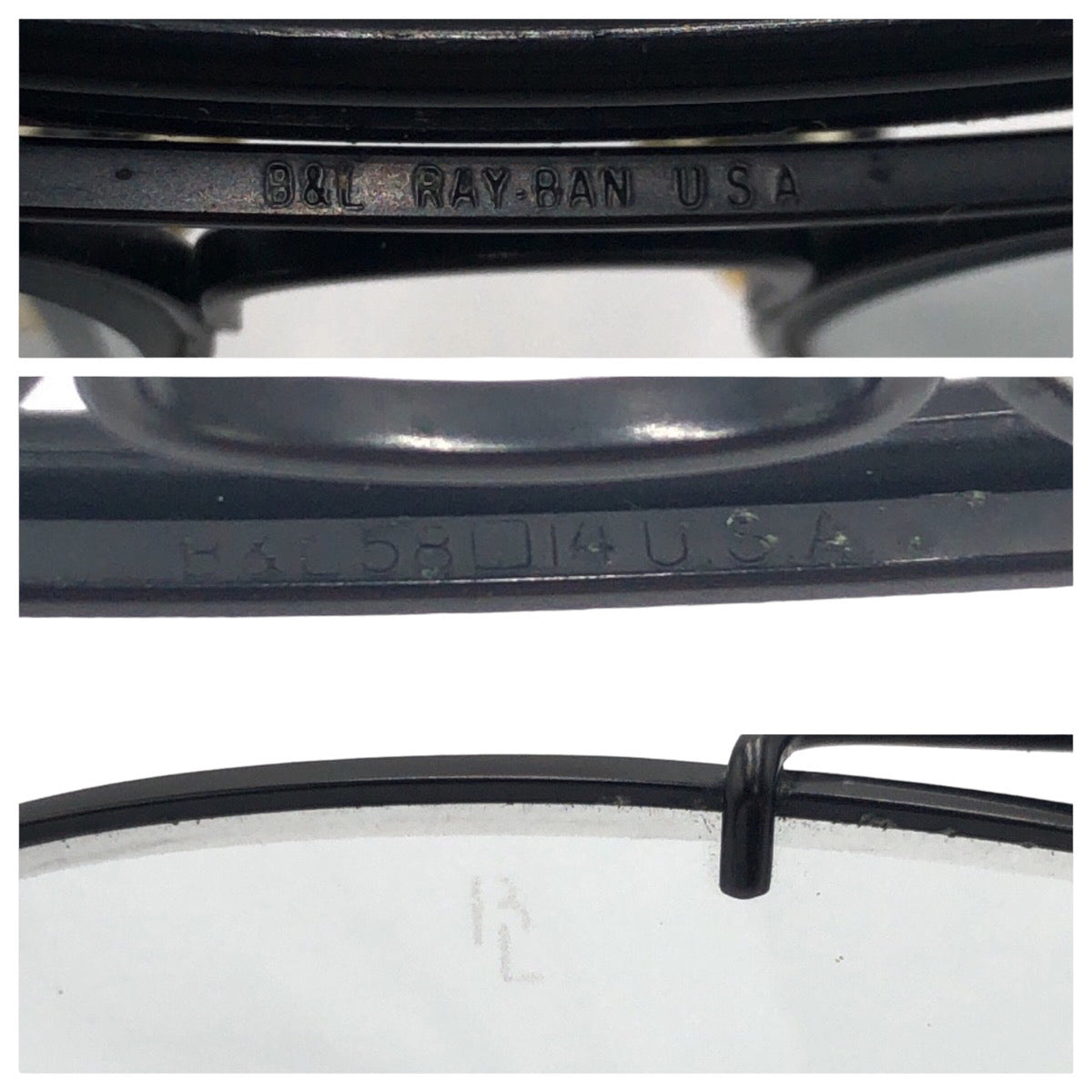Ray-Ban B&amp;L RAY-BAN USA Aviator Black Metal B&amp;L 58◻︎14 USA Sunglasses Teardrop Men's