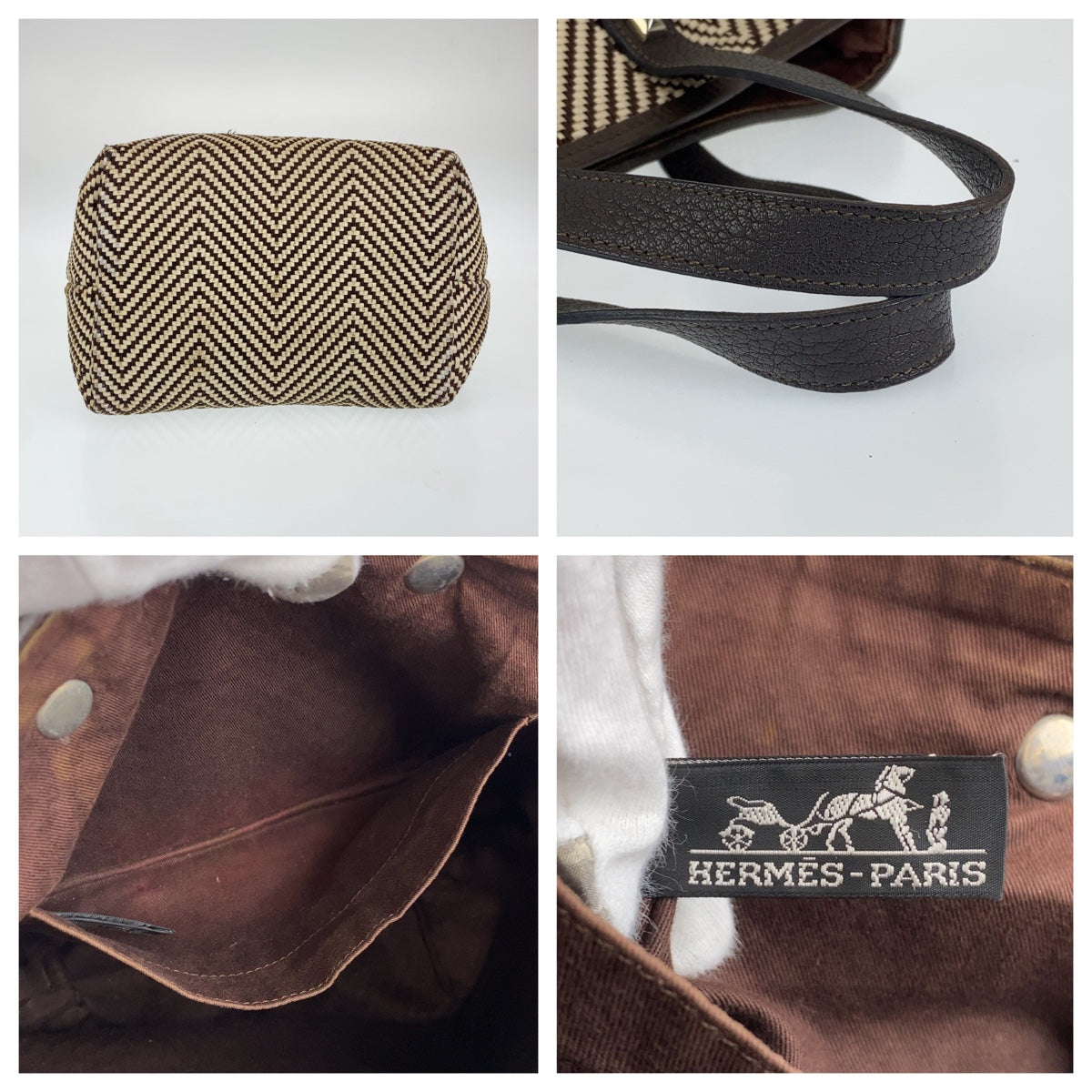 H-0211
HERMES エルメス カバチェンナイPM ブラウン 茶 ゴールド金具 カーフ / レザー ハンドバッグ トートバッグ L刻印  レディース
