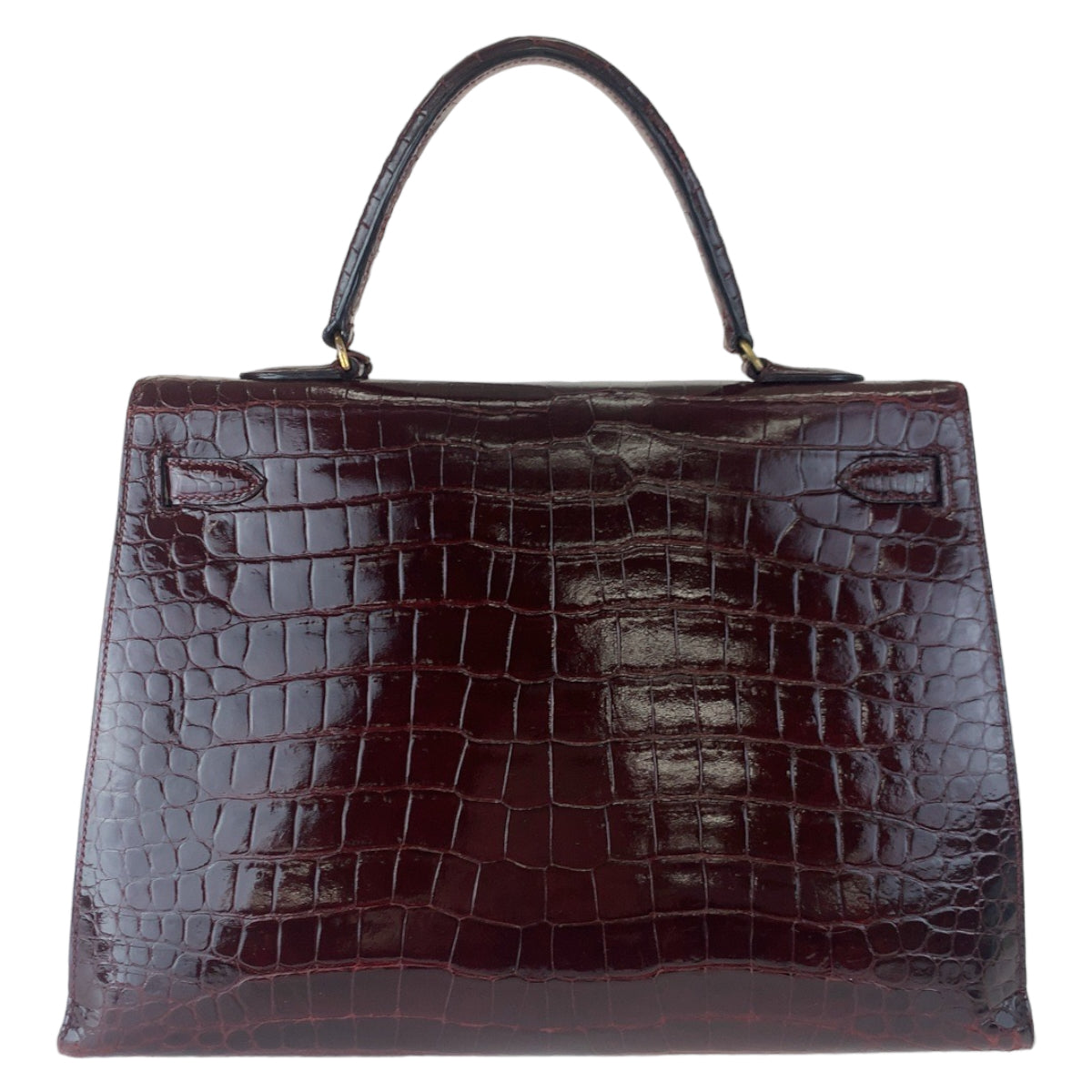 HERMES エルメス ケリー35 クロコダイル ポロサス ワインレッド 赤 ゴールド金具 ポロサス ハンドバッグ トートバッグ 読み取り不可刻印  レディース