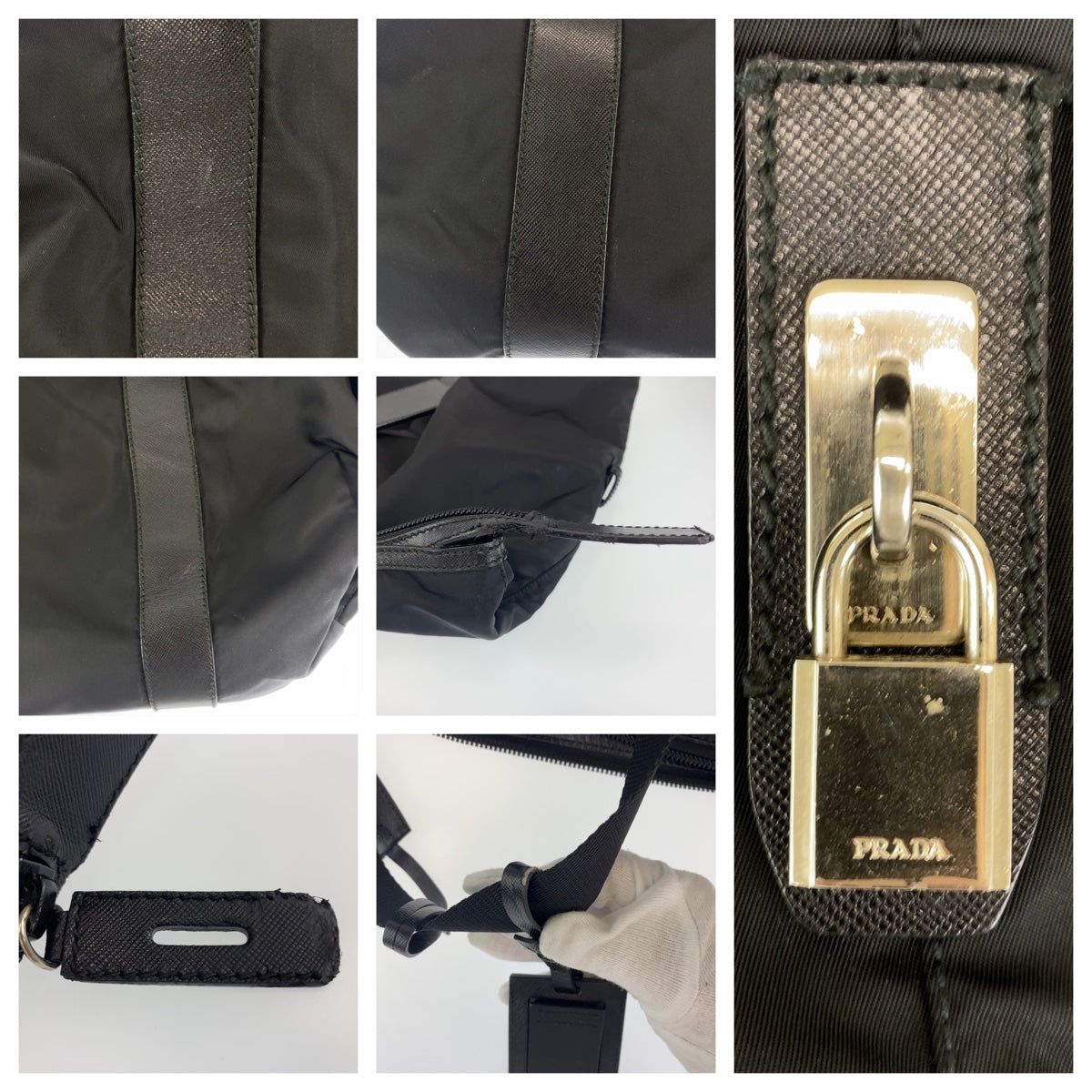 B-113
PRADA プラダ ロゴプレート 男女兼用 ブラック 黒 シルバー金具 ナイロン ボストンバッグ 旅行バッグ  メンズ
