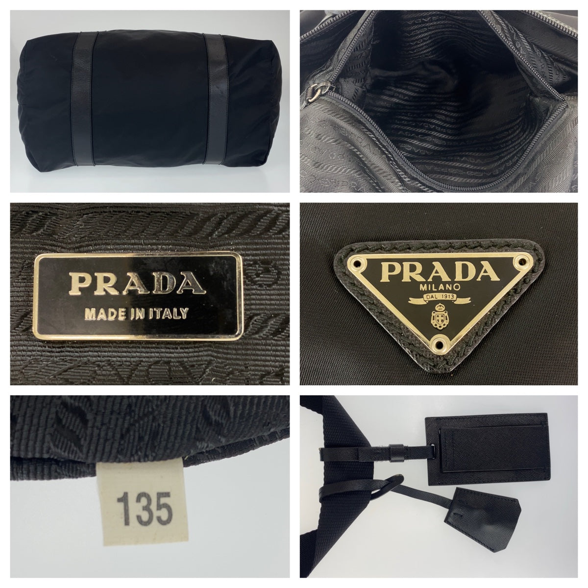 B-113
PRADA プラダ ロゴプレート 男女兼用 ブラック 黒 シルバー金具 ナイロン ボストンバッグ 旅行バッグ  メンズ