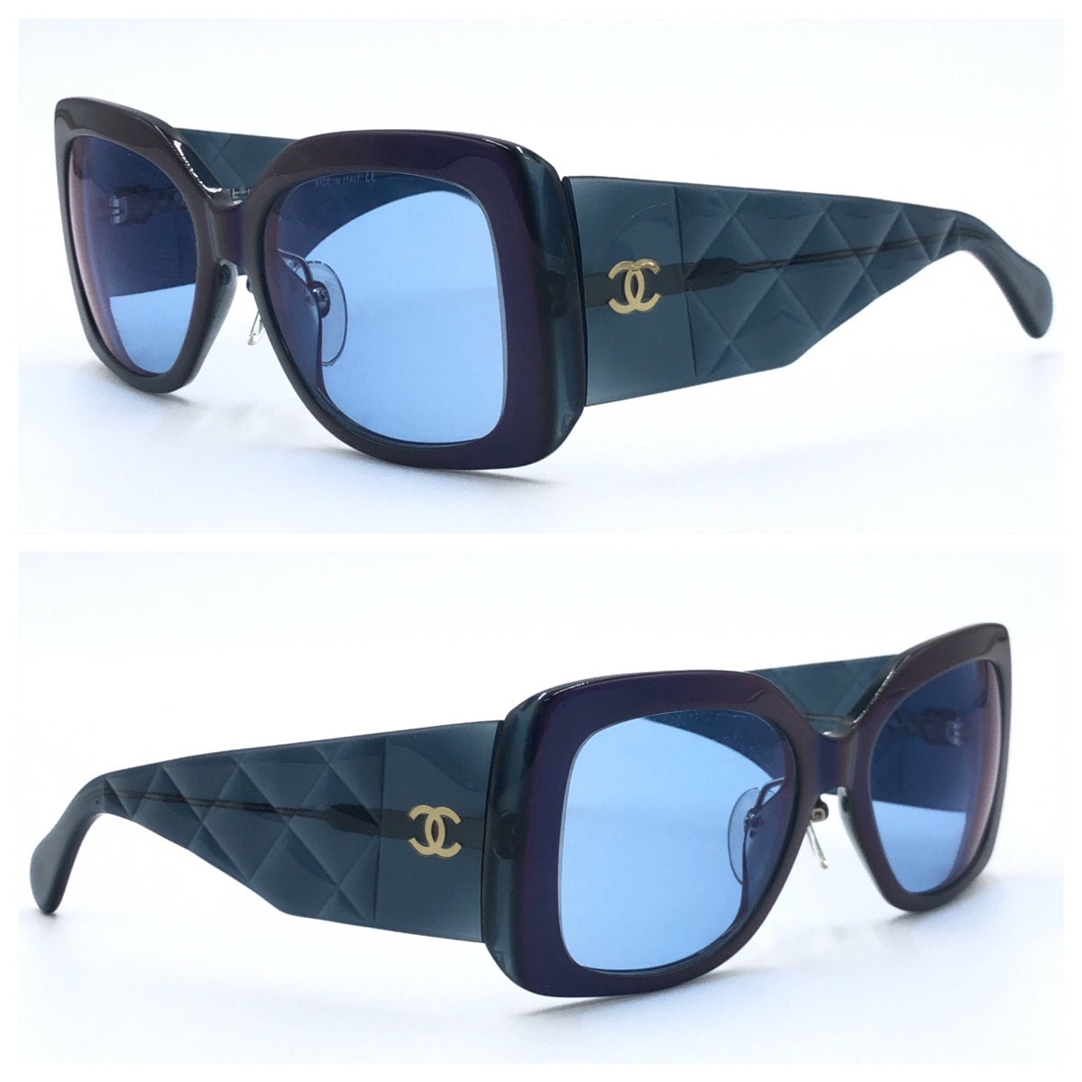 C-123
CHANEL シャネル マトラッセ ココマーク ブルー 青 シルバー金具 プラスチック 5019 c.559/65 53□19 135 サングラス スクエア  レディース