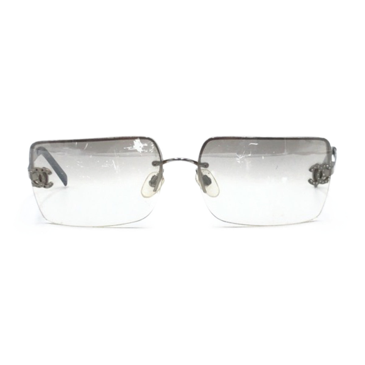 CHANEL シャネル ココマーク ラインストーン グラデーション シルバー 銀 グレー メタル 4092-B c.124/61 62◻︎15 120 サングラス スクエア  レディース