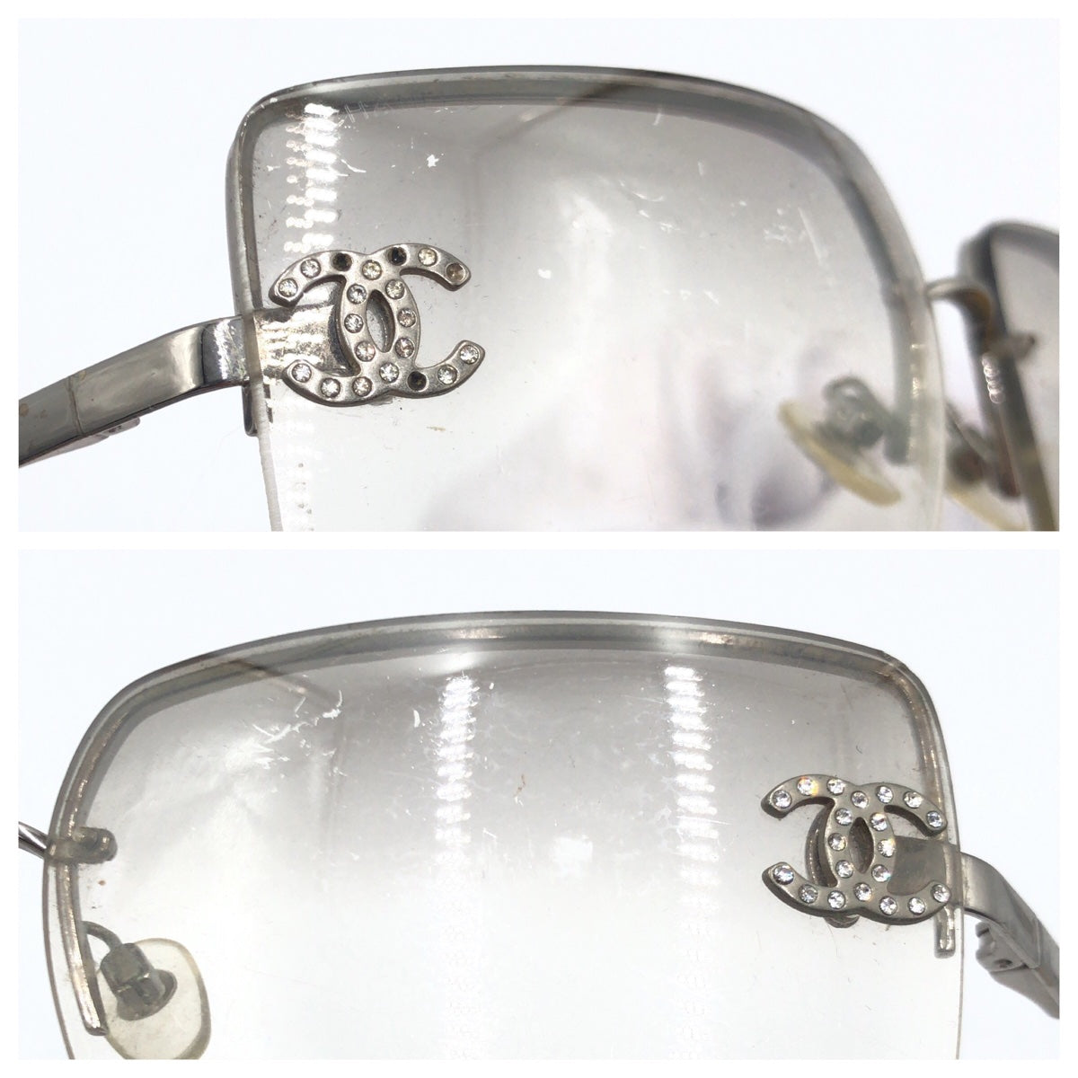 CHANEL シャネル ココマーク ラインストーン グラデーション シルバー 銀 グレー メタル 4092-B c.124/61 62◻︎15 120 サングラス スクエア  レディース