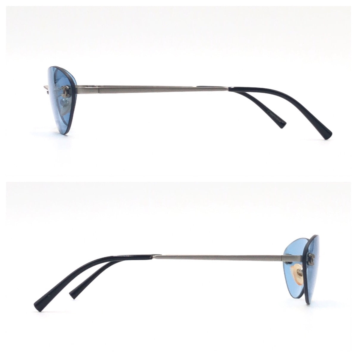 C-136
CHANEL シャネル 00V ココマーク ブルー 青 シルバー金具 メタル 4003 c103/72 53□19 130 サングラス  レディース