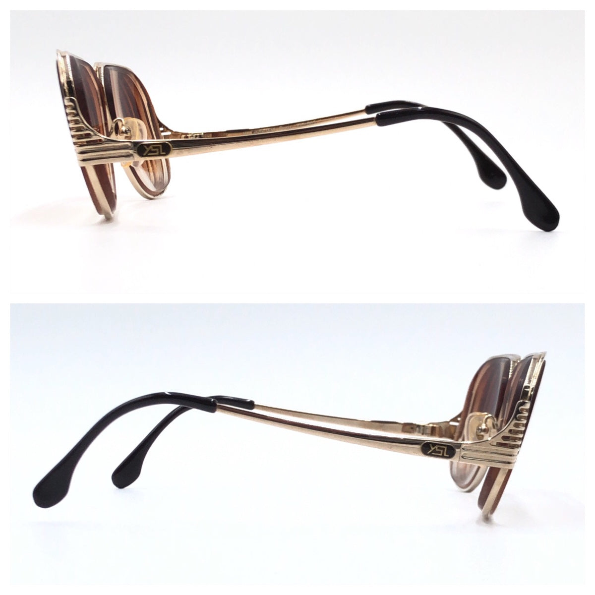 YVES SAINT LAURENT イヴ・サンローラン YSL グラデーション ゴールド ブラウン 茶 メタル 31-065 サングラス ティアドロップ  度あり メンズ