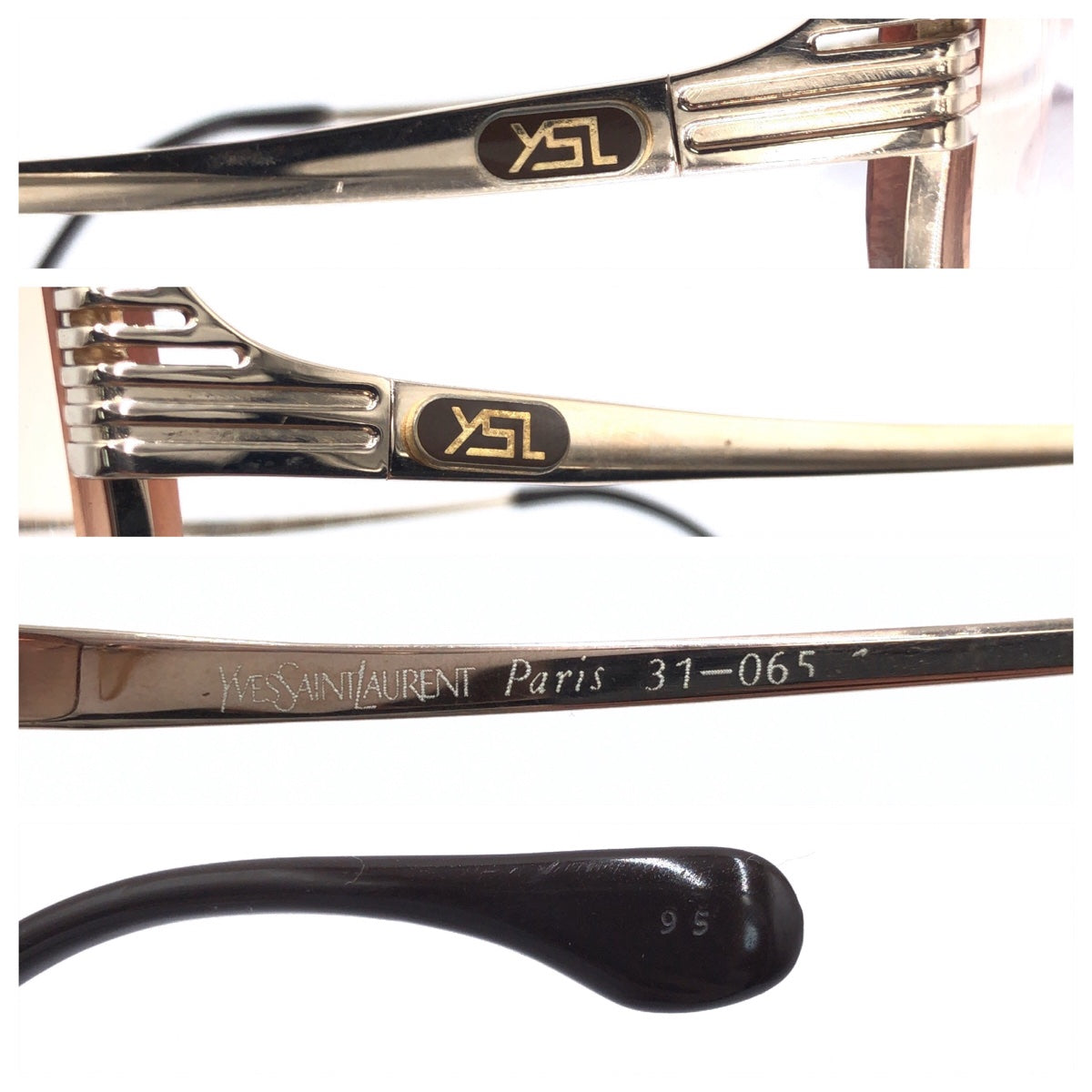 YVES SAINT LAURENT イヴ・サンローラン YSL グラデーション ゴールド ブラウン 茶 メタル 31-065 サングラス ティアドロップ  度あり メンズ