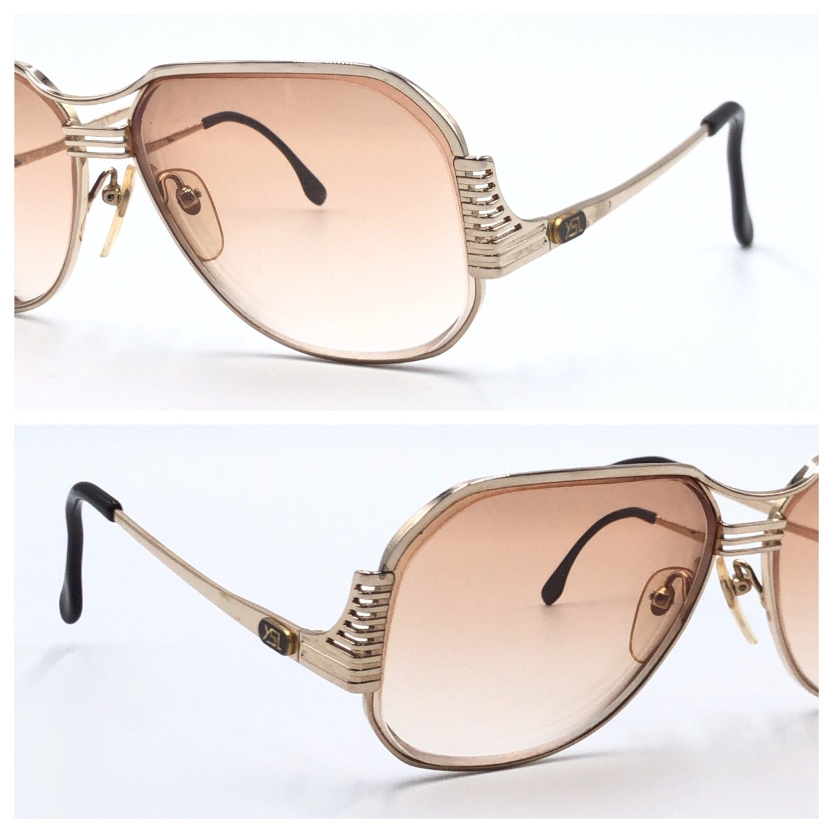 YVES SAINT LAURENT イヴ・サンローラン YSL グラデーション ゴールド ブラウン 茶 メタル 31-065 サングラス ティアドロップ  度あり メンズ