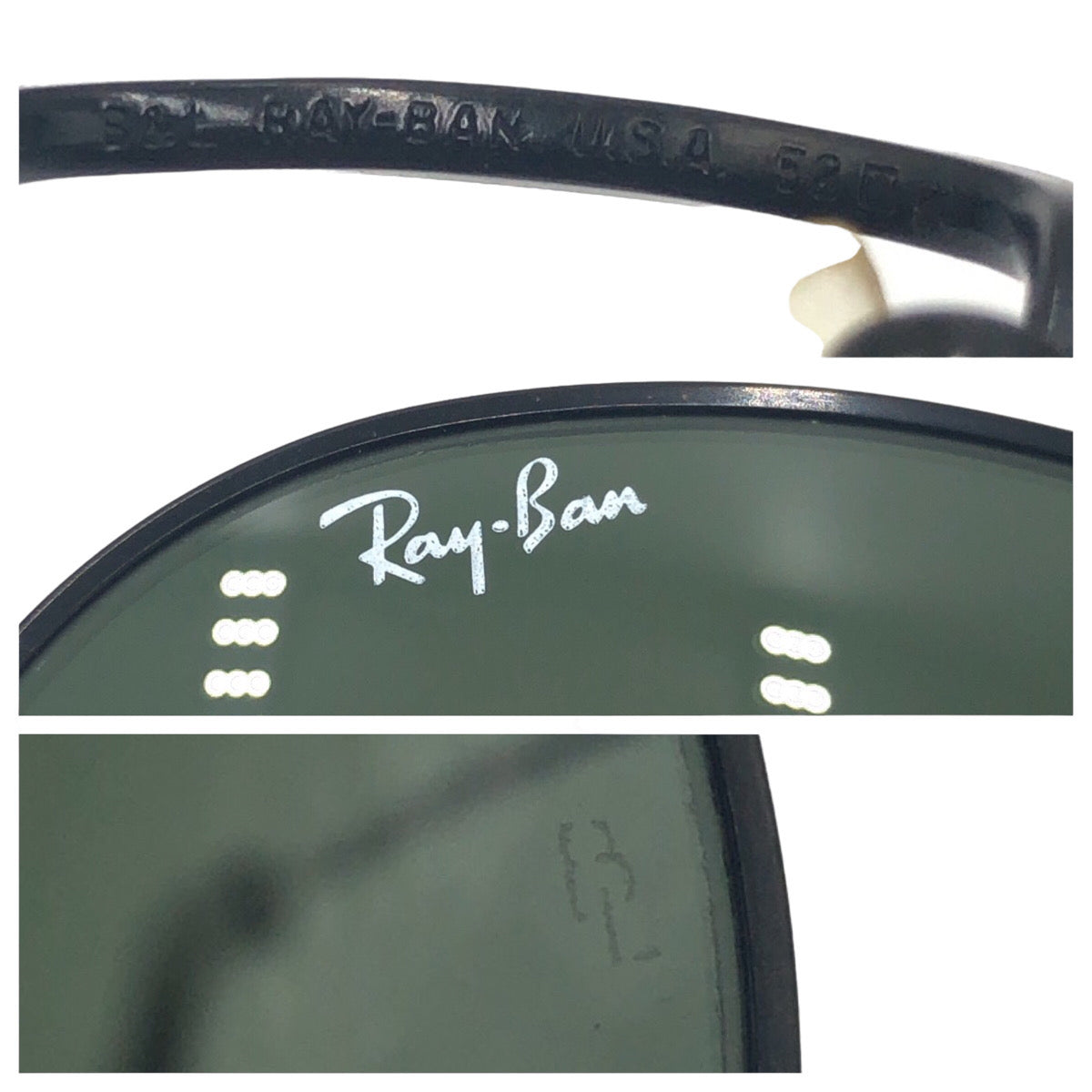 Ray-Ban B&amp;L RAY-BAN USA Black Metal 52◻︎21 Sunglasses Round Men's