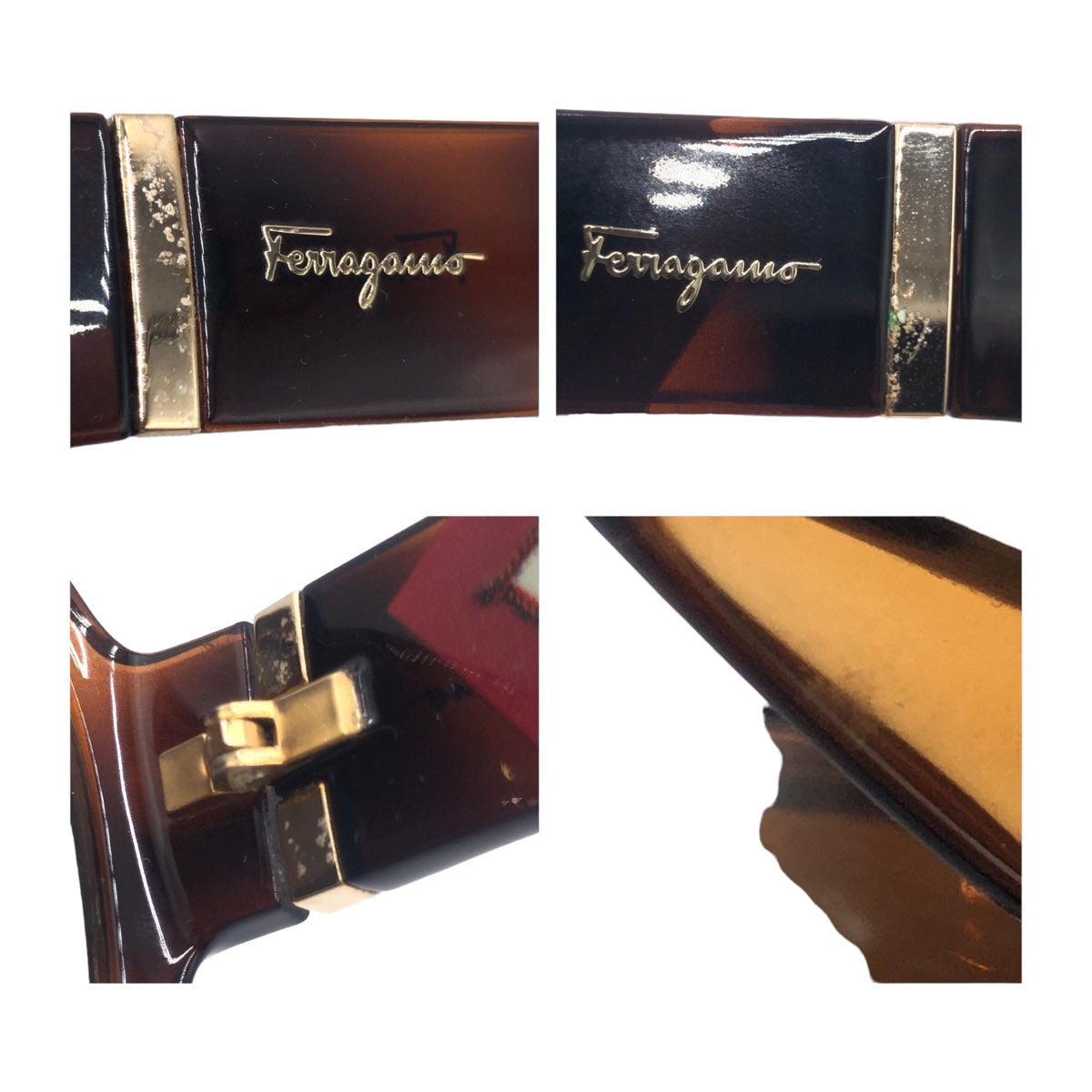 Salvatore Ferragamo サルヴァトーレフェラガモ ブラウン 茶 プラスチック サングラス ウェリントン  レディース