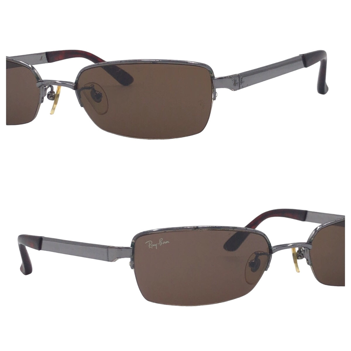 Ray-Ban Half Rim Brown Silver Metal RB3226 004/3 55◻︎19 130 Sunglasses Square Men's