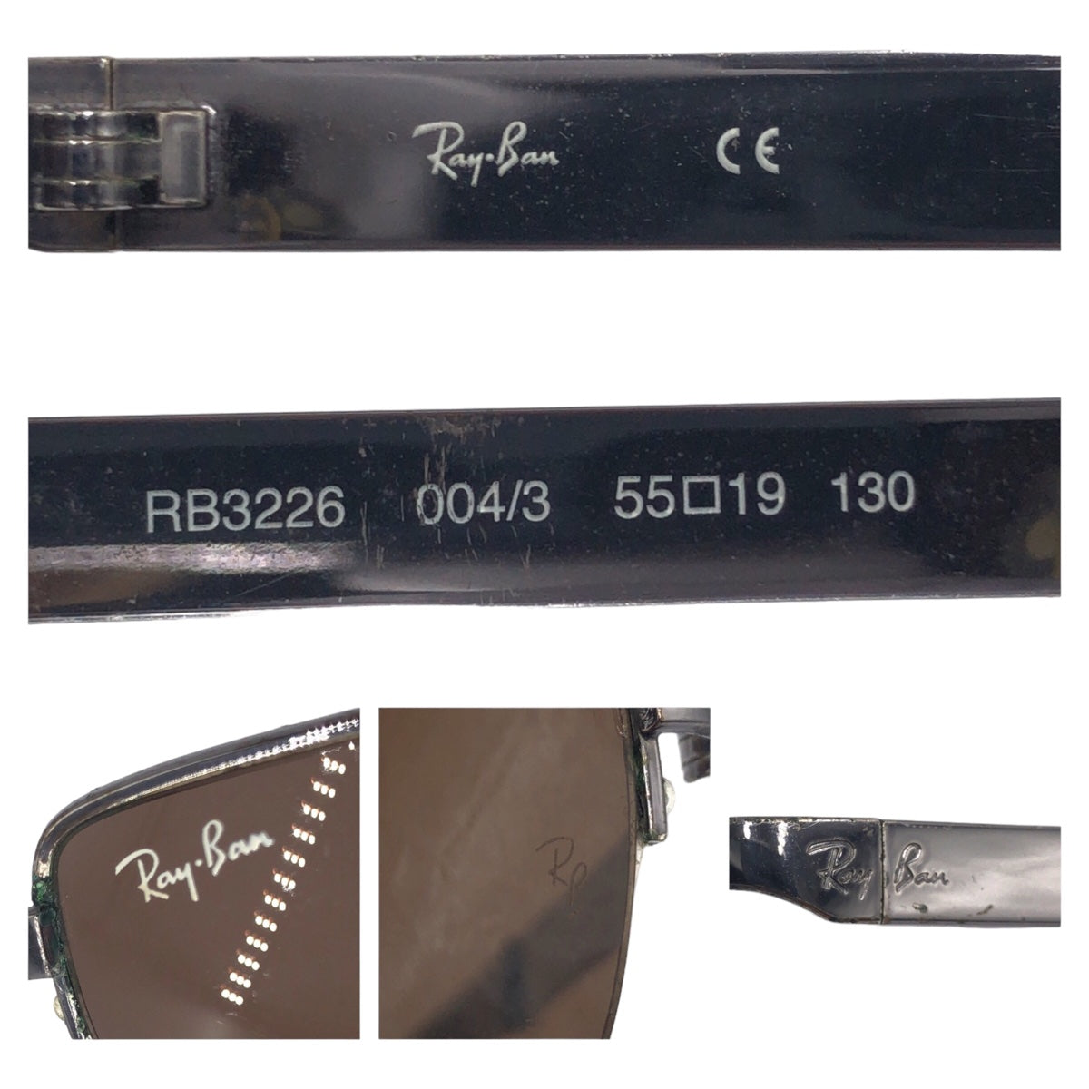 Ray-Ban Half Rim Brown Silver Metal RB3226 004/3 55◻︎19 130 Sunglasses Square Men's