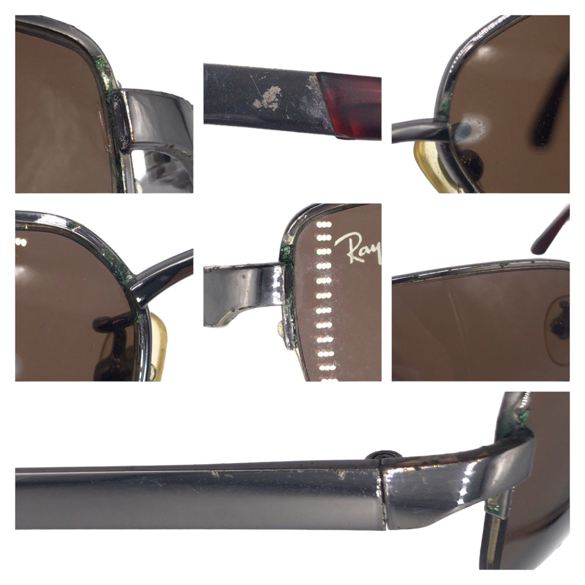 Ray-Ban Half Rim Brown Silver Metal RB3226 004/3 55◻︎19 130 Sunglasses Square Men's