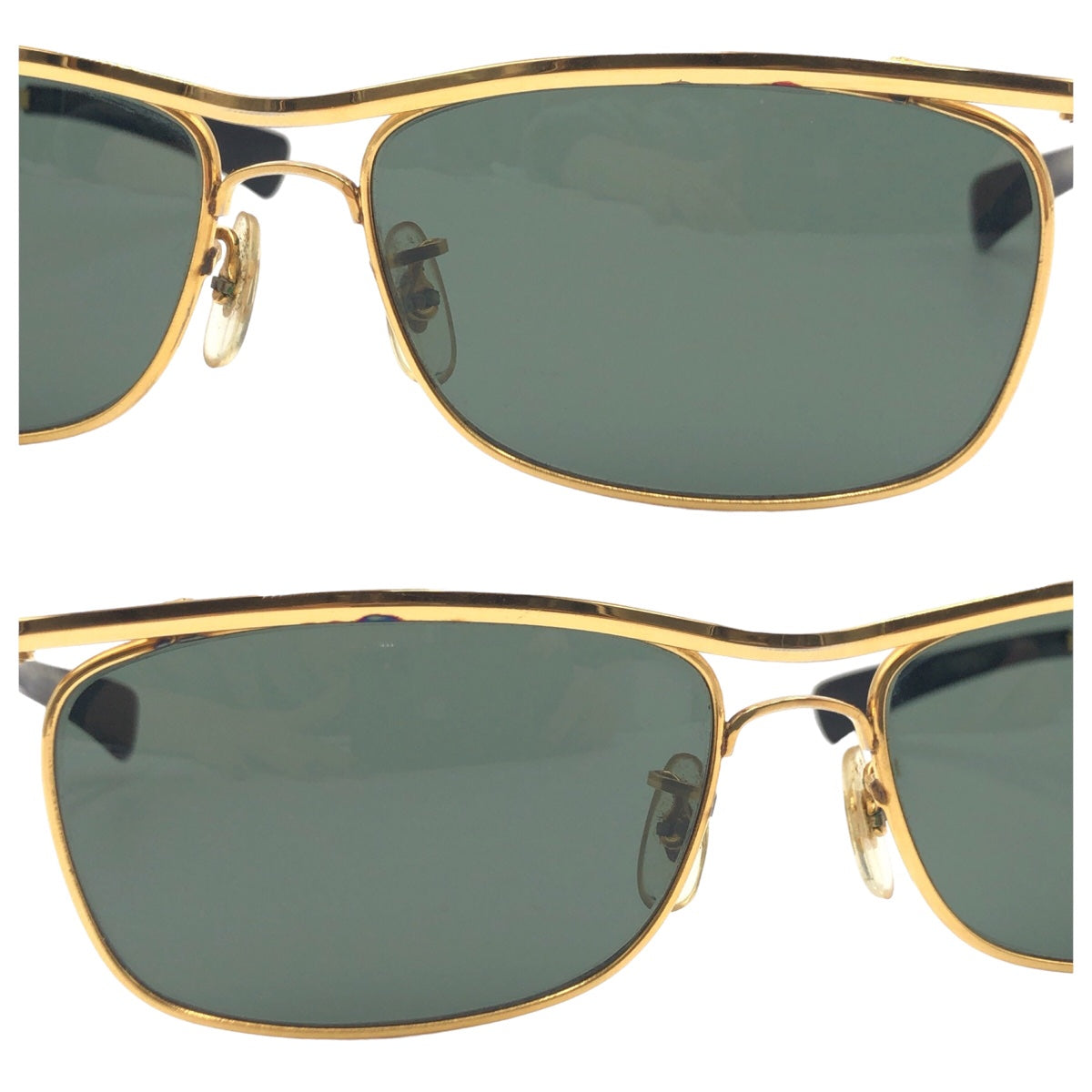 Ray-Ban B&amp;L RAY-BAN Olympian II DX Gold Green Metal Sunglasses Square Men's