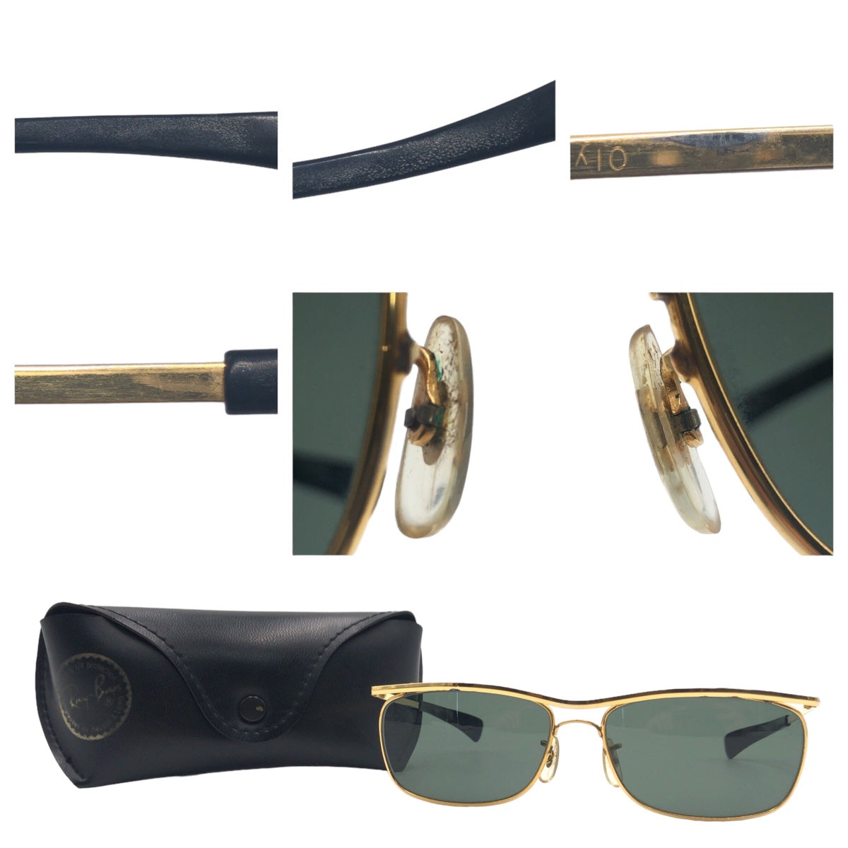 Ray-Ban B&amp;L RAY-BAN Olympian II DX Gold Green Metal Sunglasses Square Men's