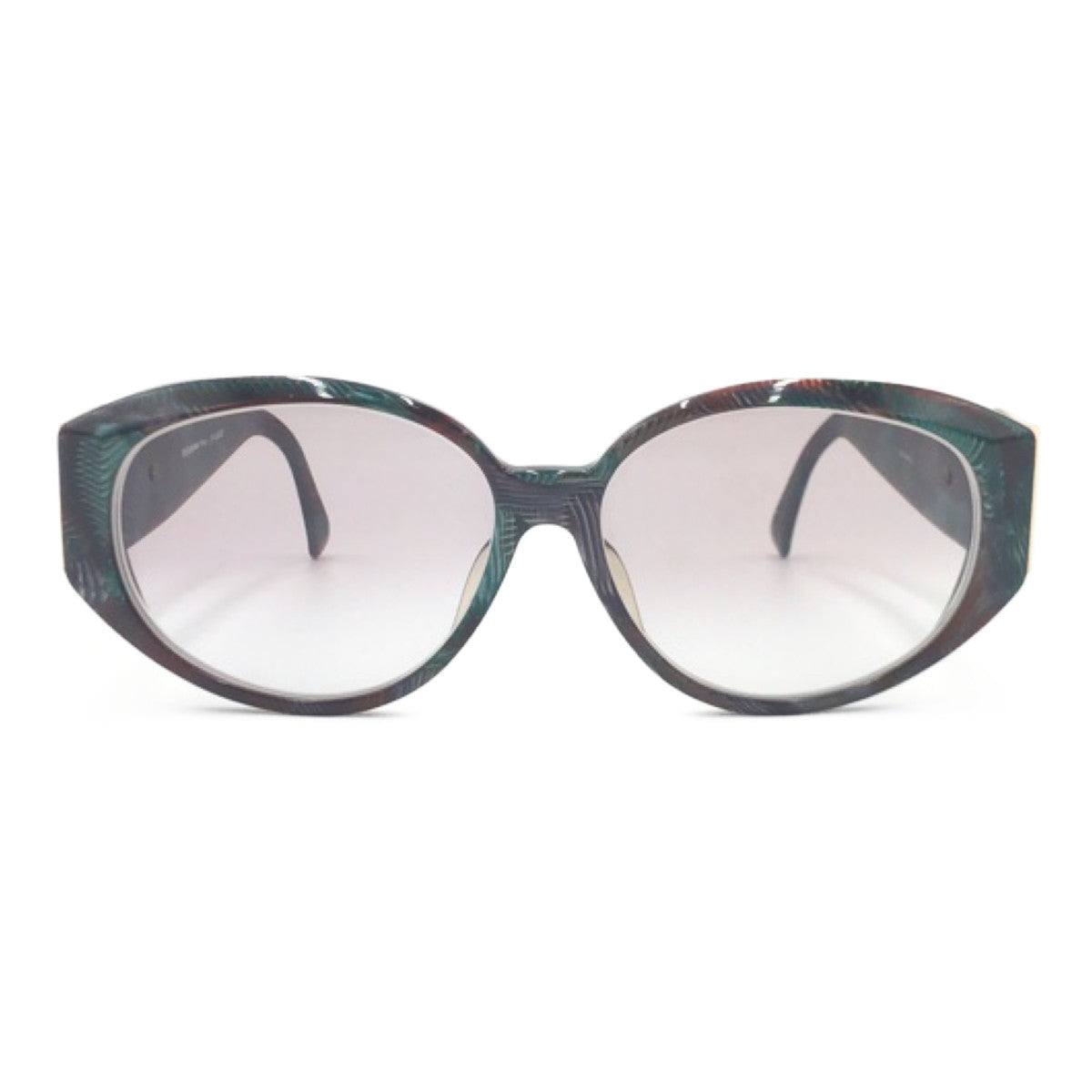 C-222
YVES SAINT LAURENT イヴ・サンローラン グリーン 緑 ブラウン 茶 ゴールド金具 プラスチック 31-6505 サングラス ウェリントン  度あり レディース